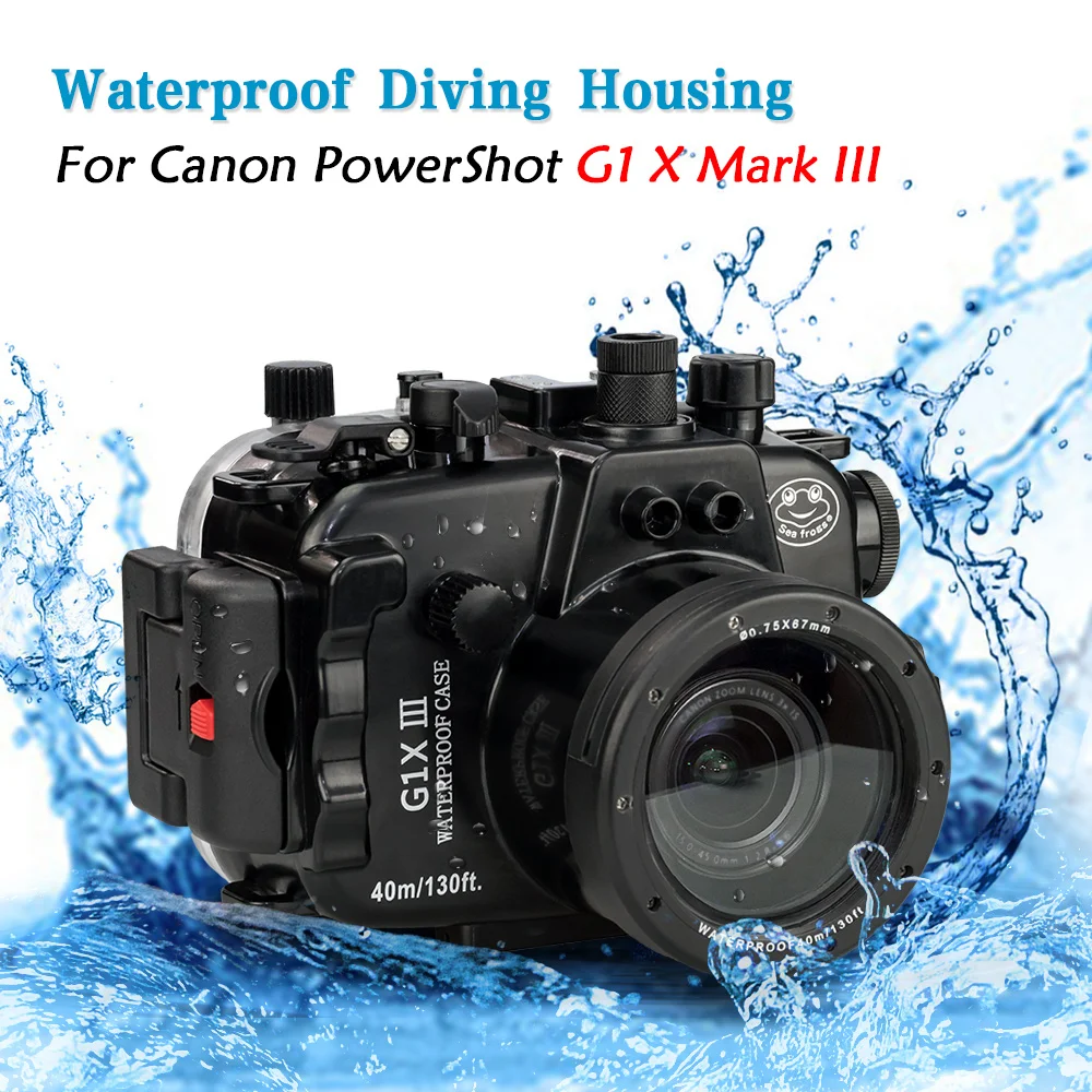 130FT/40M Underwater Depth Diving Case For Canon PowerShot G1X Mark II III G7X II G5X G9X Waterproof Camera Housing Cover Box