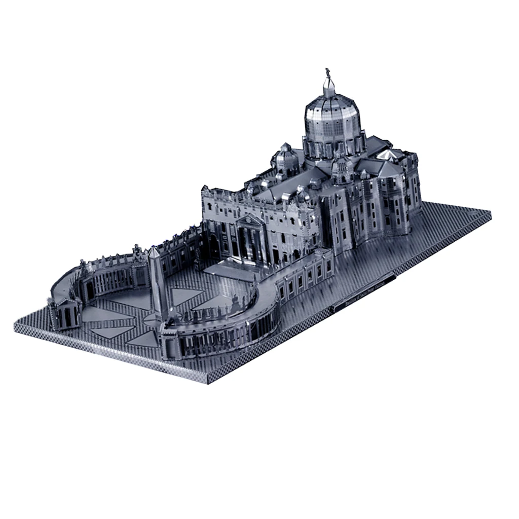 Silver St Peter's Basilica 3D Metal Model Kit DIY Toys - 3 Sheets, 81 Pieces
