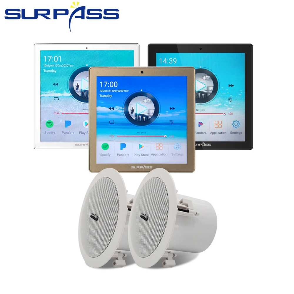 US $201.40 Touch Screen Wall Amplifier Bluetooth WiFi Stereo Sound Audio PA Ceiling Speaker HiFi Subwoofer Android System Background Music