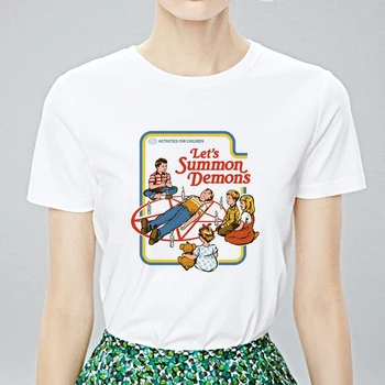 

Vintage Cute T-shirt Funny Let Is Summon Demons T shirt Fashion Casual Daily Kawaii T-shirts Harajuku Dark Humor Summer Tshirt