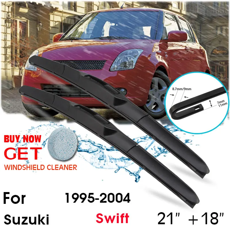

Car Wiper Blade Front Window Windshield Rubber Silicon Refill Wipers For Suzuki Swift 1995-2004 LHD/RHD 21"+18" Car Accessories
