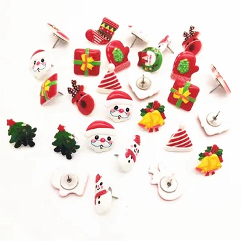 

30 Pieces Christmas Style Push Pins for Home Party Festival School Decoration, Craft Project,Picture Hanging At Home Office Scho