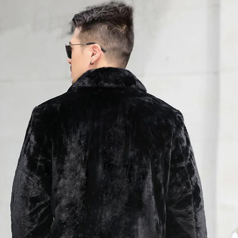 2021 New Winter Faux Fur Coats Men Jacket Thick Turn Down Collar With Zipper Artificial Fur Jacket Male Black Overcoat MY603 sports jacket for men