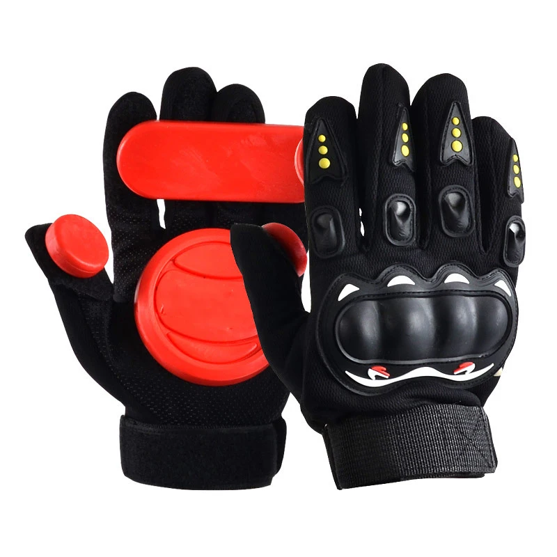 Гоночные тормоза Черный Красный Скейтборд Перчатки слайдер перчатки 3 POM профессиональные Нескользящие Лонгборд перчатки защита рук - Цвет: Red