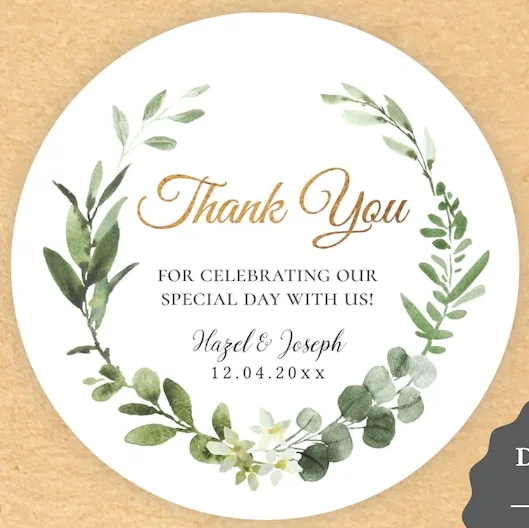 

Thank you For Celebrating with Us, Custom Personalized, Wedding Stickers, Candy Favors Gift Boxes Labels, 100 Pieces, 3-7CM,