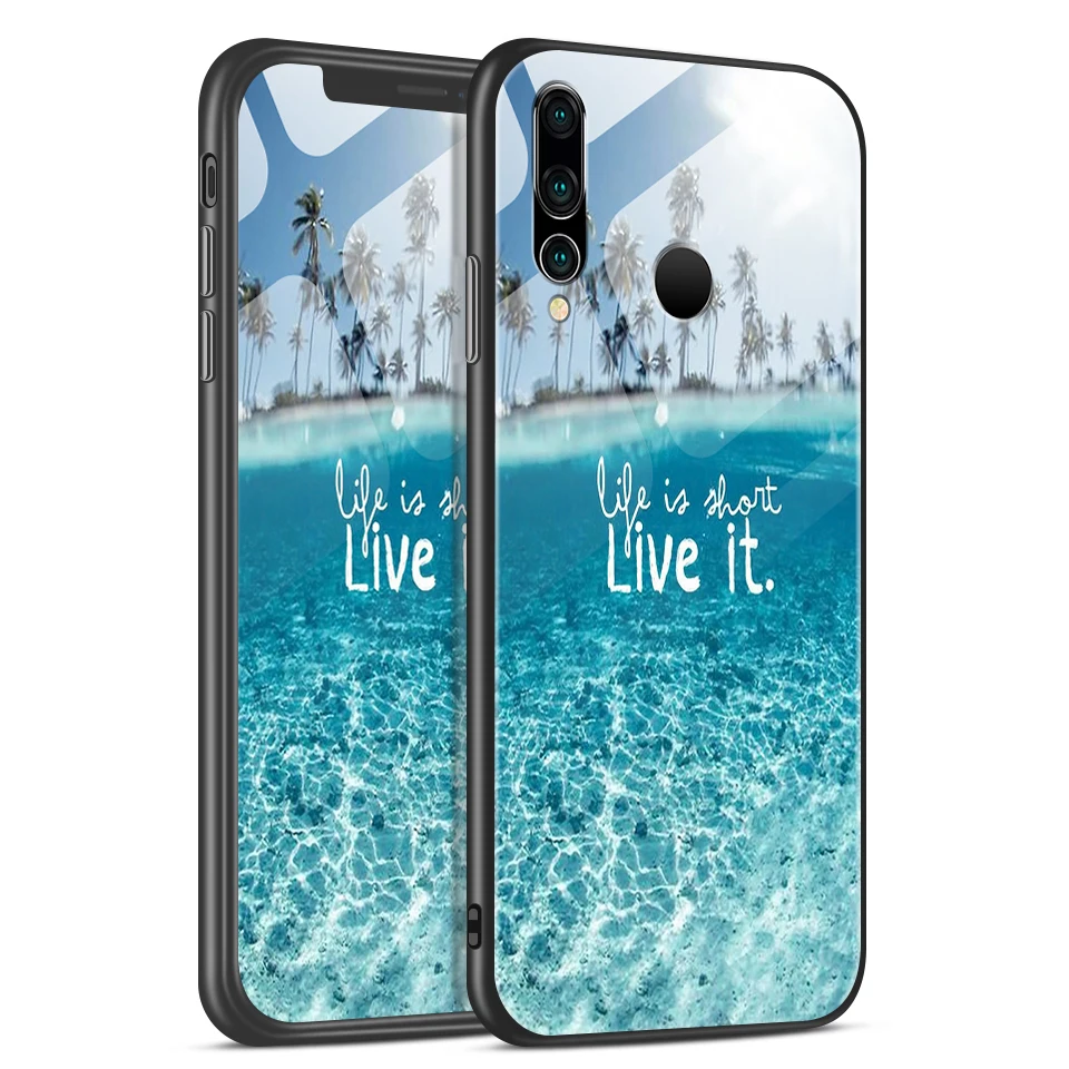 H120 Для Huawei NOVA 2 3 4 звездный узор из закаленного стекла Жесткий Чехол для Nova2 полная Защита задняя крышка Nova3 4 ТПУ ударопрочный корпус - Цвет: H120
