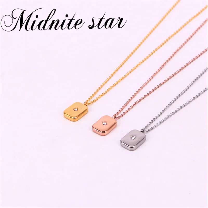 

European And American Minimalist Titanium Steel Rectangular Necklace Pendant Men And Women Ornament Gift