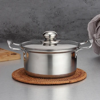 

1pcs Stainless Steel Pot Double Bottom Soup Pot Nonmagnetic Cooking Multi-purpose Cookware Non-stick Pan General Use