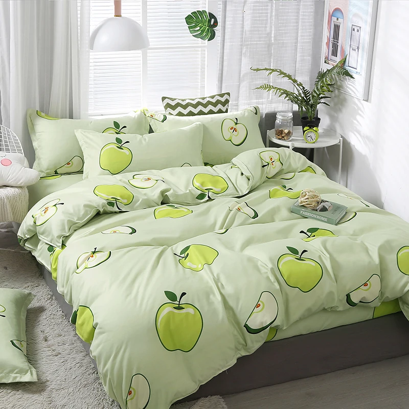 

Green Apple Paradise Winter New bedding set home flat sheet duvet cover pillow case double single king queen size 3pcs 4pcs
