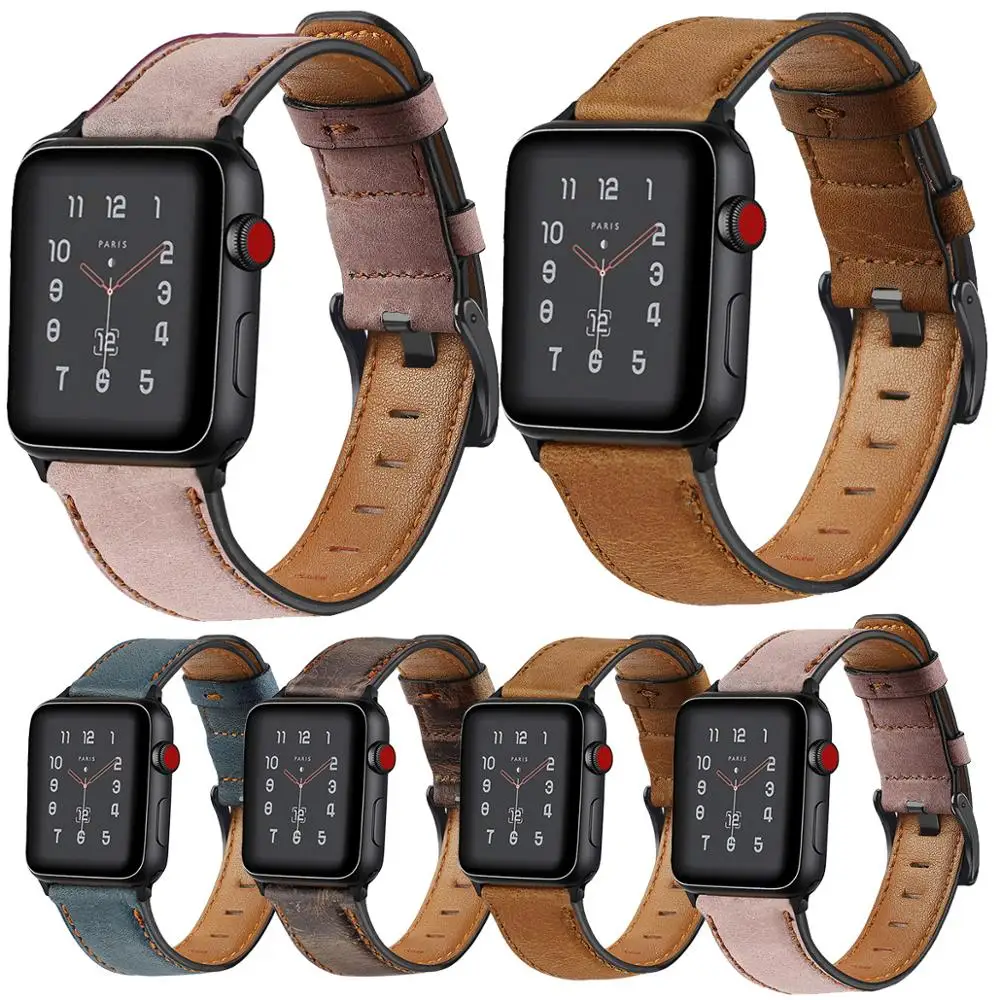 Натуральная кожа ремешок для наручных часов Apple Watch 5 4 3 2 1 42 мм версия 44 38 40 iwatch