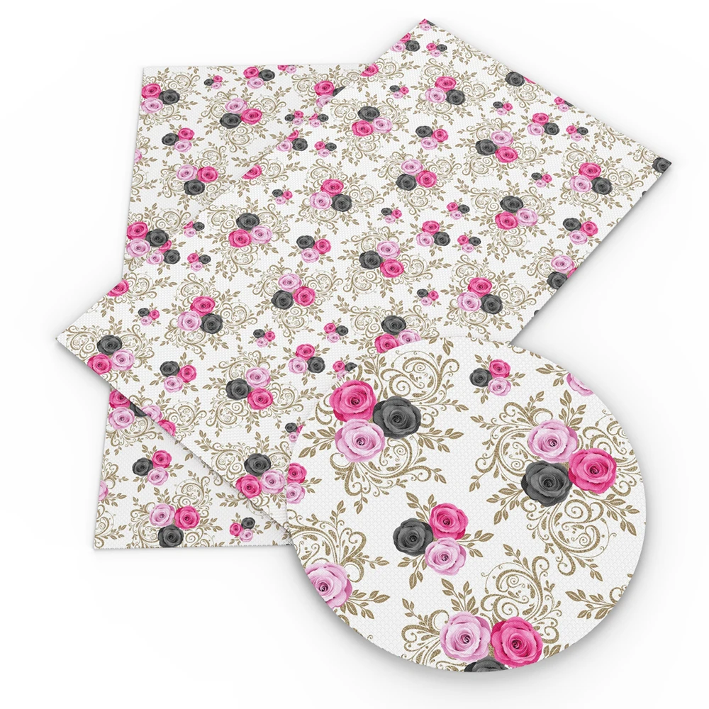 David accessories 20*34 Цветочная серия печатные листы из искусственной кожи для банта DIY