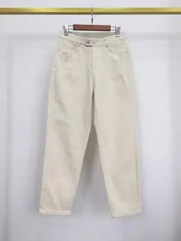 

2020 Spring New Women's High Waist Jeans Pockets Straight Loose Trousers Lady Pants