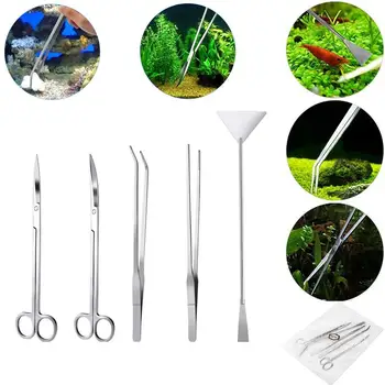 

UEETEK 5 In 1 Aquarium Cleaning Tools Set Practical Aquatic Plant Tweezers Scissor For Fish Tank Aquarium Aquascaping Kit