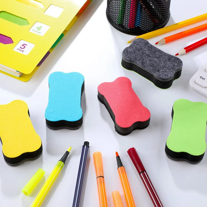 

60 Pieces Magnetic Whiteboard Eraser Dry Erase Body Shape Whiteboard Eraser Chalkboard Cleaners with Felt Bottom for Classroom H