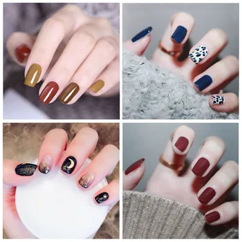 

Pure Color DIY Nail Wraps Full Cover Nails Sticker Art Decorations Manicure Adhesive Polish Nails Wave Point Valentine Gift