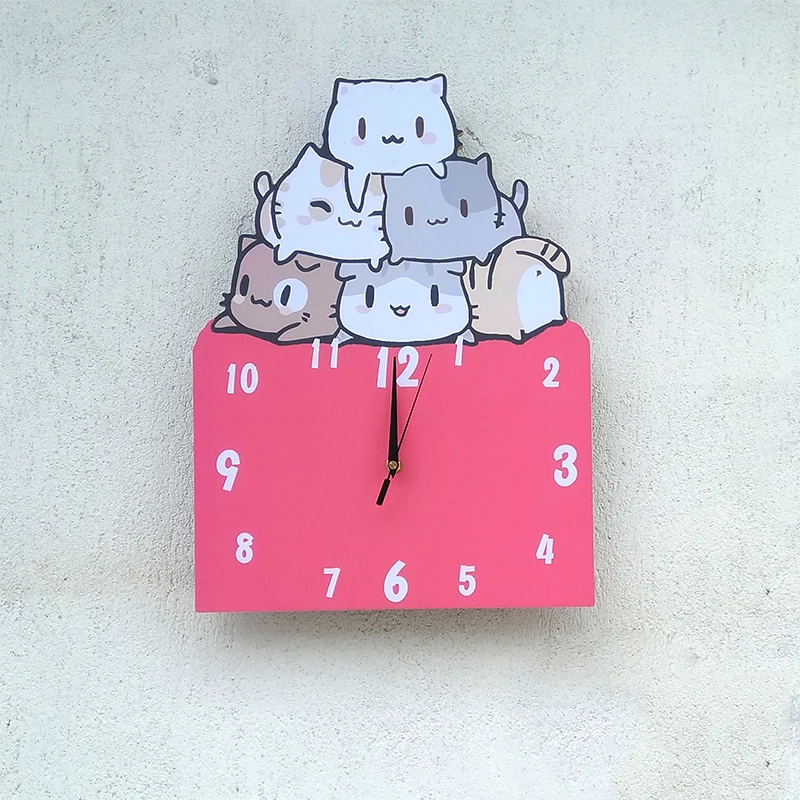 

Cute Cat Clock Silent Bedroom Children's Room Kindergarten Clock and Watch Decor Classroom Creative Cartoon Cat Wall Clocks