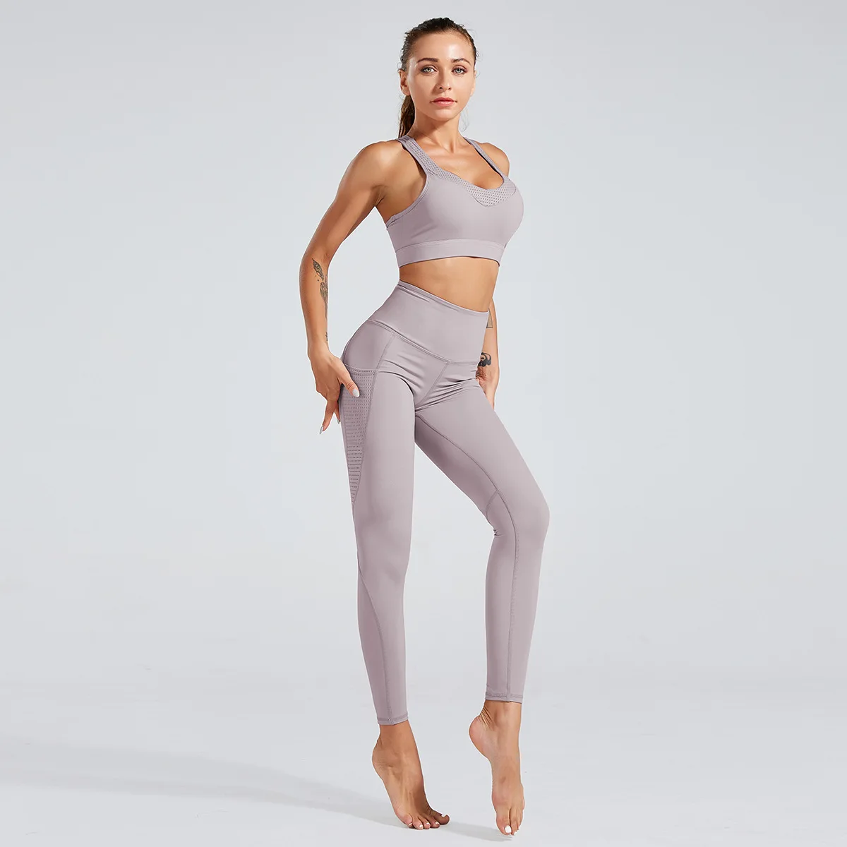 Naked Feel Yoga Set Workout Outfit for Women 2 Piece Padded Racerback Crop  Top High Waist Flare Leggings Sets Gym Clothing - AliExpress