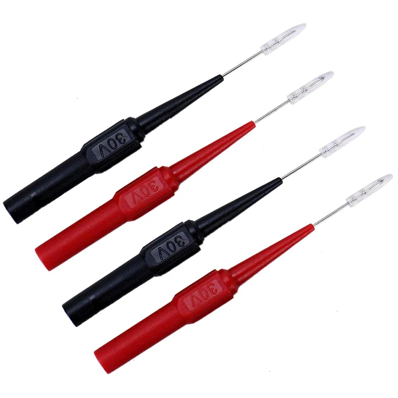 4-Pack Stainless Steel Pinpoint Multimeter Probe Test Lead with 4.0mm Stackable Banana Holder Flexible Silicon Back Pin | Инструменты