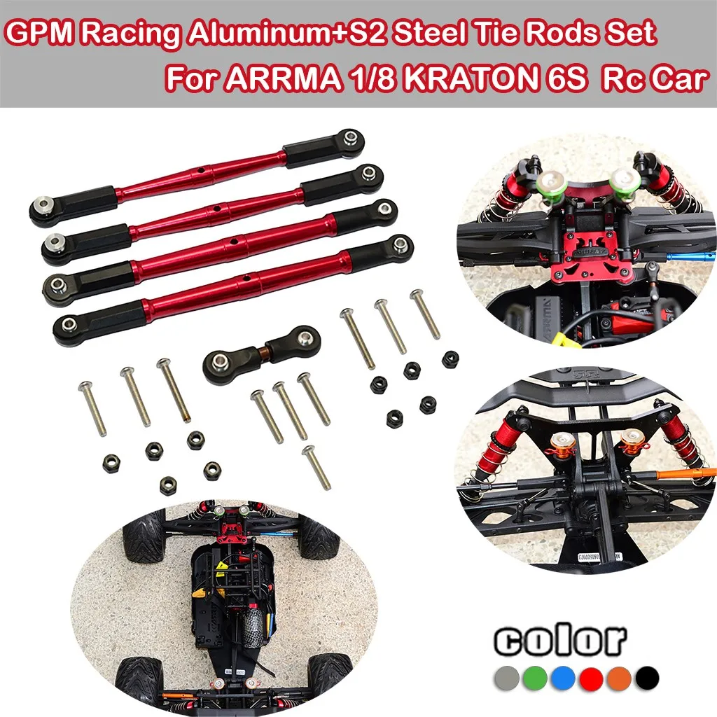 

GPM Racing Aluminum+S2 Steel Tie Rods Set For ARRMA 1/8 KRATON 6S Rc Car
