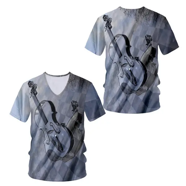 Custom T-shirts MenWomen Short Sleeve V-neck T-shirt Novelty 3D Print Guitar Music T shirt Summer Hip Hop Rock Rap Tees S-7XL (27)