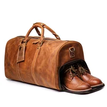 Мужская Дорожная сумка из натуральной кожи с круглыми шапами для деловых поездок, мужская сумка для выходных, большая дорожная сумка