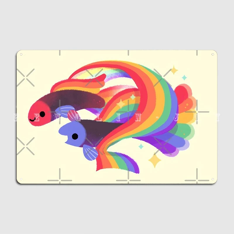 Rainbow Guppy 3 Metal Sign Wall Murale Pub Garage Crea Piatti Tin Sign Poster