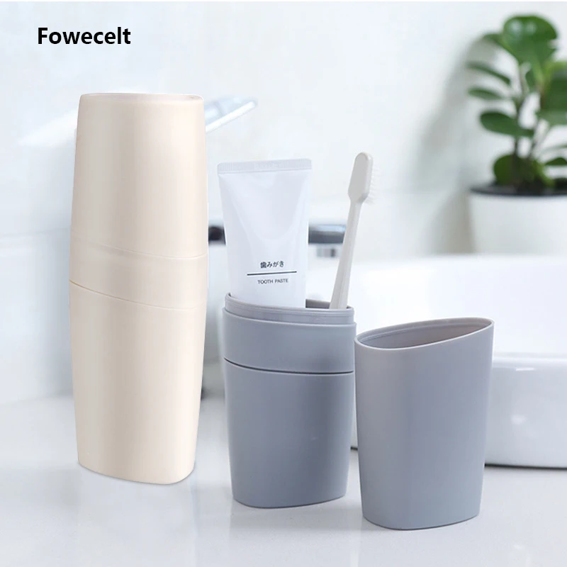 

Fowecelt 2020 Portable Toothbrush Case Holder Travel Tooth Storage Toothbrush Glass For a Bathroom Toothpaste Organizer