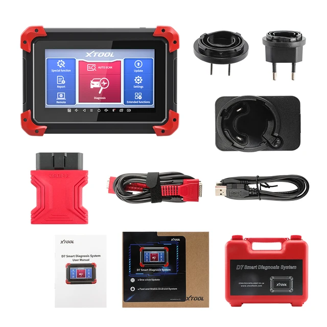 Newest XTOOL D7 Automotive All System Diagnostic Tool Code Reader Key Programmer Auto Vin with 26+ Reset Functions Active Test 6