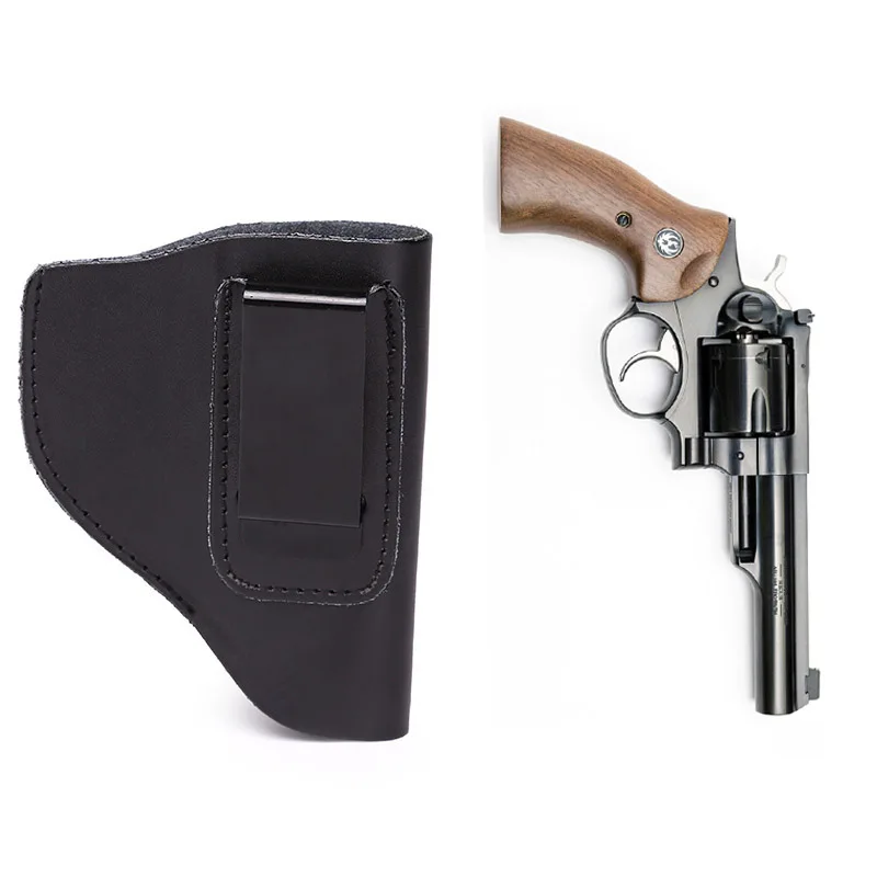 Tactical Genuine Leather Revolver Gun Holster Universal Pistol Case Concealed Carry Military Hunting Accessories | Спорт и