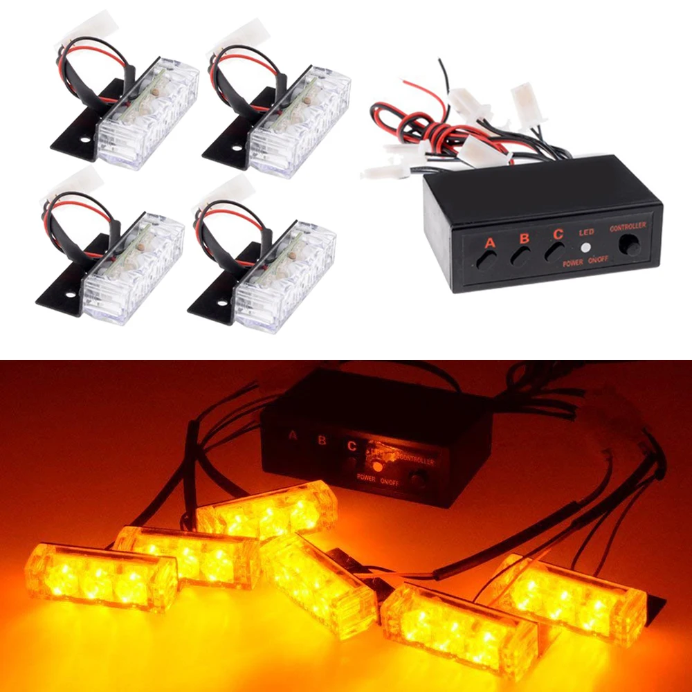 Car Front Grille Strobe Light Head 12V LED Mini Flashing Emergency lamp Police Warning Flash Signal light Daytime running lights |