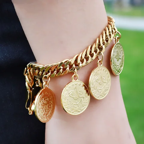 Designer Luxury Personalized Stainless Steel Gold Coin Bracelet Fo Unisex Bracelet High-end Charm Jewelry
