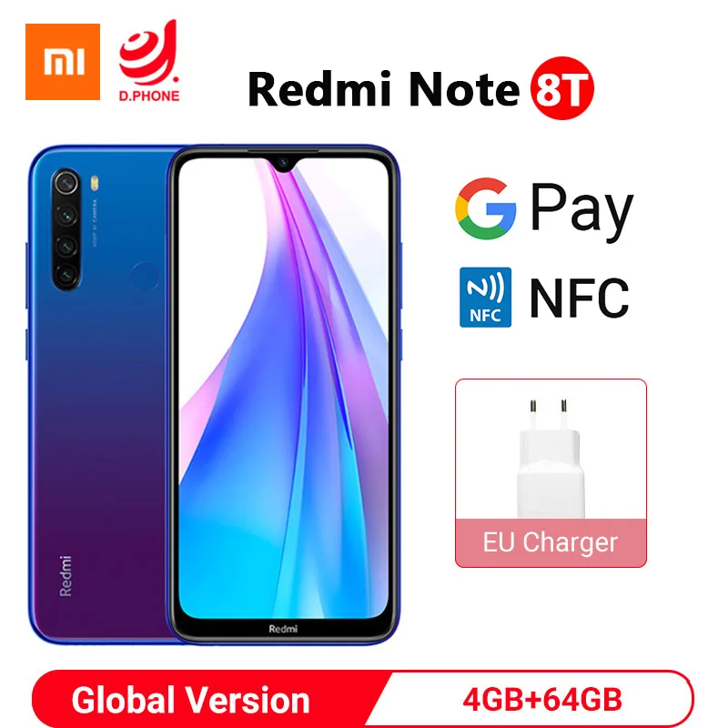 Xiaomi Redmi Note 8T 8 T, 4 ГБ, 64 ГБ, NFC, Смартфон Snapdragon 665, четыре ядра, 48мп, камера заднего вида, 6,3 дюйма, 4000 мАч, глобальная версия|Смартфоны и мобильные телефоны|   | АлиЭкспресс