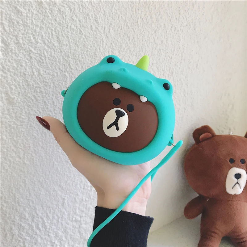 earphone bag Портативный милый чехол для наушников, мультяшный медведь, Мягкий силикон, мини-сумка для хранения гарнитуры, женский маленький кошелек для монет, косметички - Цвет: earphone bag