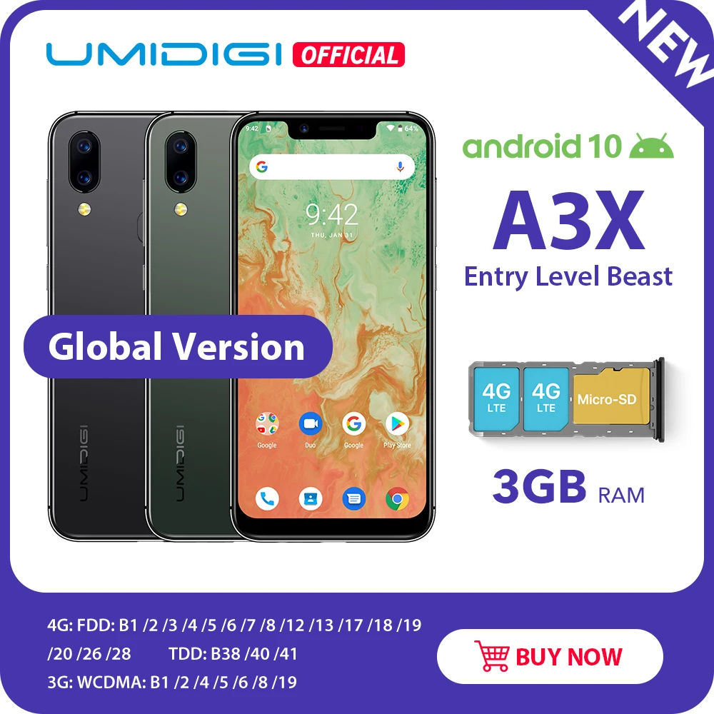  UMIDIGI A3X Android 10 Global Version 3GB RAM 5.7