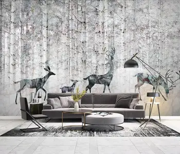 

CJSIR Custom Photo Mural 3d Wallpaper Forest Elk Abstract Woods Cafe TV Background Wall Painting 3d Wallpaper Papier Peint