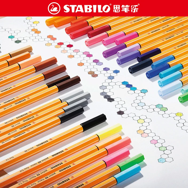 1 piece of German STABILO 88 fiber pen swan sketch color hook line pen color single 24 colors