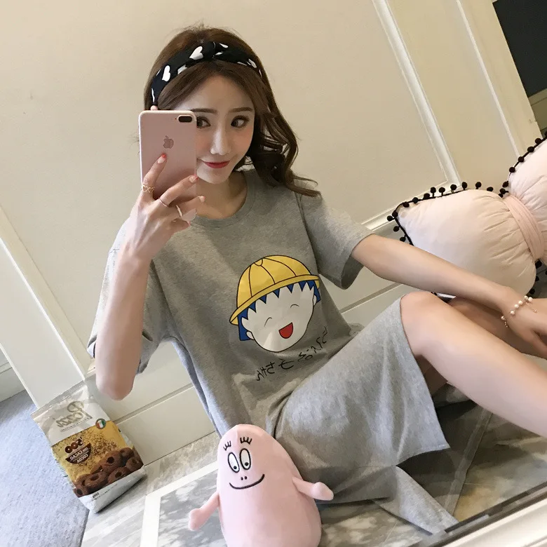 

Short Sleeve Nightgown Women's Summer Nightgown Gray Small Balls M-XXL (9) 2019 New Style