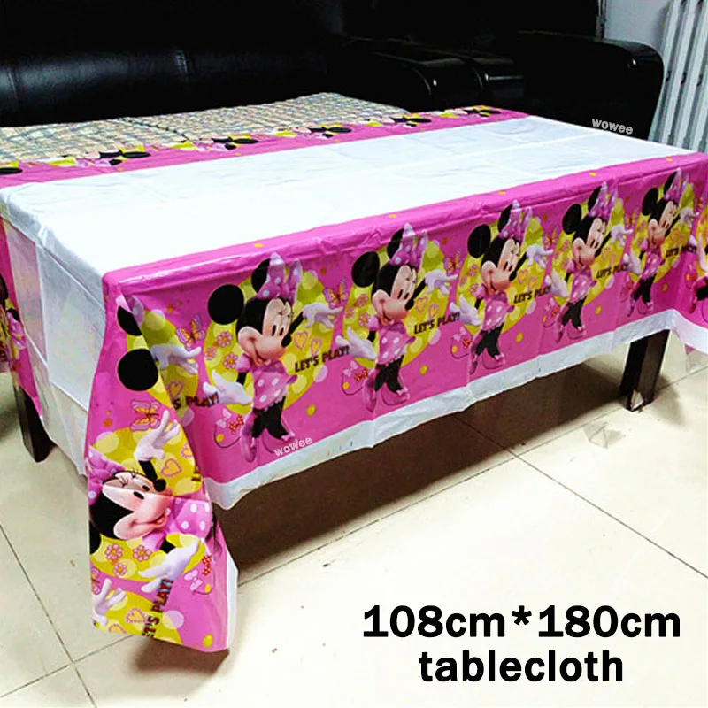 108180cm Tablecloth 10 шт./пакет Минни вечерние поставки питьевые Соломки с мультипликационным принтом на день рождения украшения Baby Shower тема праздничные сувениры детские штаны для мальчиков и девочек - Цвет: 108180cm Tablecloth