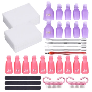 

NEE JOLIE Nail Tool Set Dual-ended Nail Cuticle Pusher Remover Cottons Wipes Cleaner Pedicure Stainless Steel Nail Art Tools