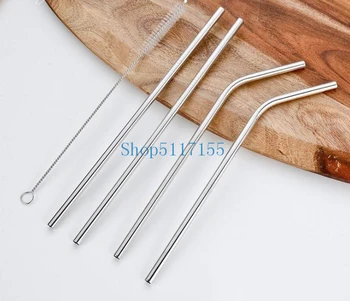 

Customized Bag Packing 4+1 Reusable Stainless Steel Drinking Straws Set Metal Straws Set with Cleaning Brush