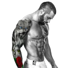 Водостойкая прочная временная татуировка наклейка колокольчик птица пагода полная рука большая поддельная Татуировка вспышка полная рука татуировка для мужчин и женщин 19SS