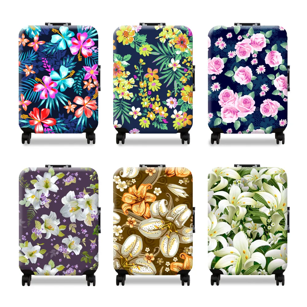 Koala Travel] Flower Alphabet Luggage Cover Elastic Protective Cover  Removeable Protective Cover Dust-proof Suitable for 18-32 Inch Luggage
