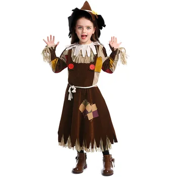 

Deluxe Girls The Wizard Of Oz Scarecrow Costume Cosplay Carnival Performance Party Suit Halloween Costumes For Kids