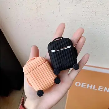 

Silicone Cover Case For AirPods 1/2 Case Cover 3D Cute Suitcase Trunk Design Case For Apple Airpods 2 1 Antidrop Case Shell