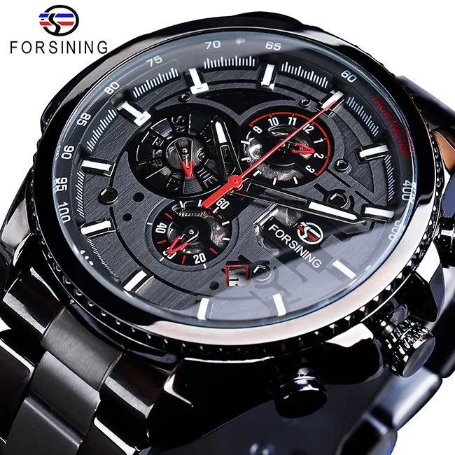 Forsining Business Mens Watches Top Brand Multicolor Man Clock Blue Stainless Steel Mechanical Automatic Stylish Male Wristwatch - Цвет: GMT1137-4