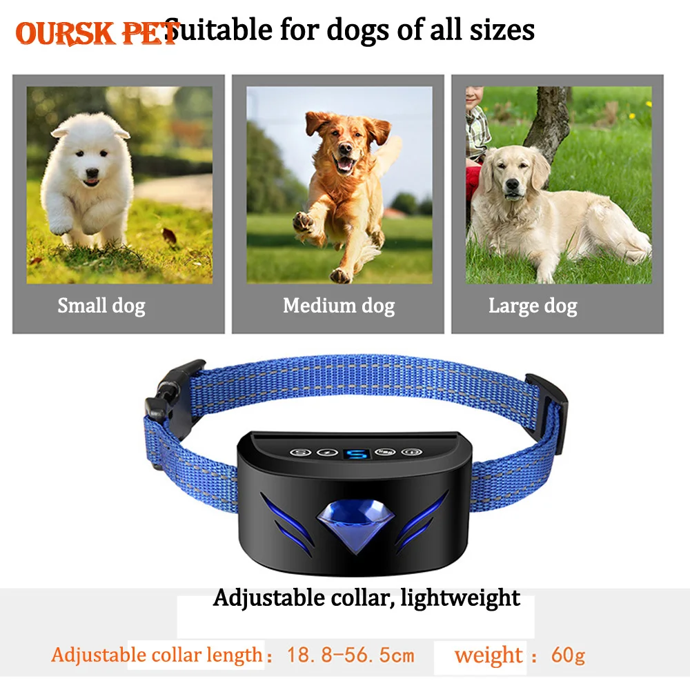 

Electric Dog Training Collar With LED Shock Vibration Sound Multifunctional Dog Anti-barking Device Pet Supplies