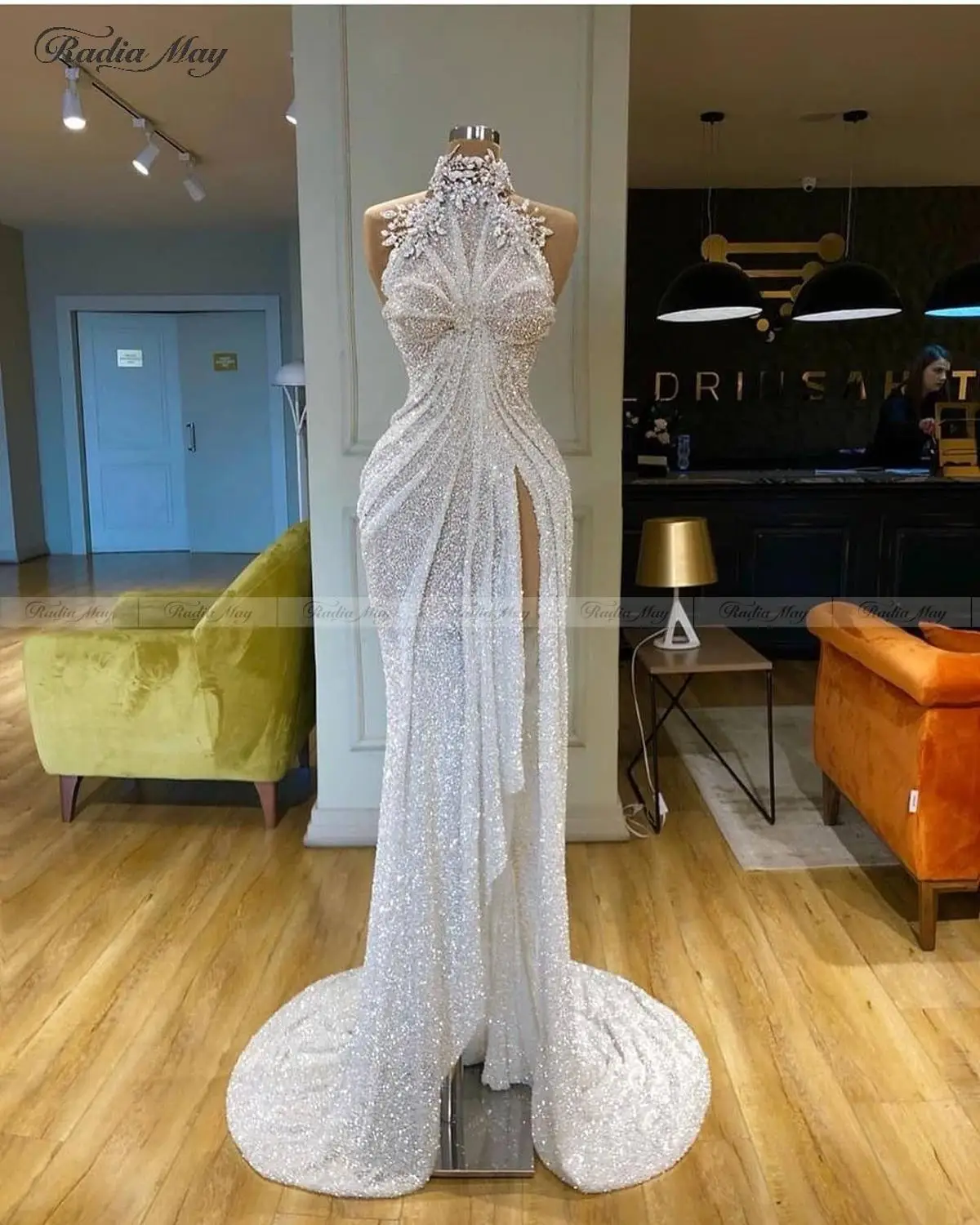 Glitter Sequin White Mermaid Prom 