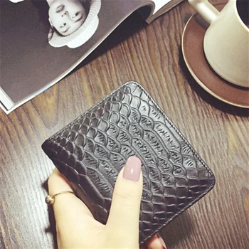 

Personlity Snake Pattern Women Walllets Thin Slim Short Wallet Brief Hasp Mini Coin Purse Multi-card Position Female Card Holder
