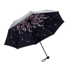 Зонтик хипстер капля Сакура дождь или блеск женский Солнцезащитный УФ-защита двойного назначения Винил Девочка три раза складной Umbrel