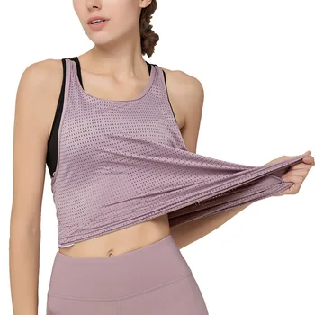 

2 In 1 Workout Tops Sports Shirt Yoga Fitness Top Mesh Breathable Sportswear Women Exercise Shirt Sport Bra Yoga Running T-Shirt